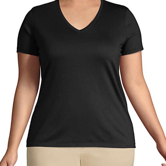 Norma Kamali Black Organic Cotton V-Neck T Shirt Size 2X - Picture 1 of 4